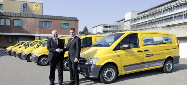 Deutsche Post stromert mit Mercedes Vito E-Cell im großen Stil herum: Mit insgesamt 15 Fahrzeugen hat die Deutsche Post die größte  Vito-E-Cell Flotte im Einsatz 