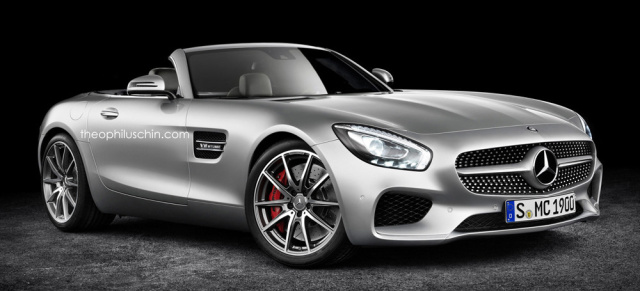 Wann kommt die Offenbarung? Mercedes-AMG GT als Roadster und Black Series: Der neue Mercedes Sportwagen präsentiert sich in Renderings als Roadster und Black Series-Variante. 