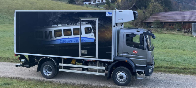 Neues Mercedes-Kühlfahrzeug mit Kiesling-Aufbau für Bayerische Zugspitzbahn: Cooler Klettermaxe: Der Berg ruft. Mercedes Atego 4x4 kommt