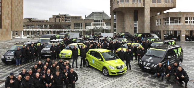 Endspurt: F-CELL World Drive ist nach 30.000 Kilometer auf die Zielgerade eingebogen: Die Brennstoffzellen-B-Klassen werden am 1. Juni  in Stuttgart mit großem Bahnhof empfangen 