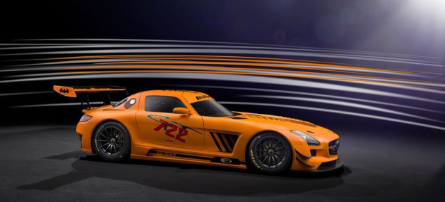 Fuhrwerk Orange: Gelungene Einkleidung eines  Mercedes SLS AMG GT3 45th Anniversary Edition : Dressed to thrill: Das auf 5 Exemplare limitierte Editionsmodell zeigt sich um neuen Gewand