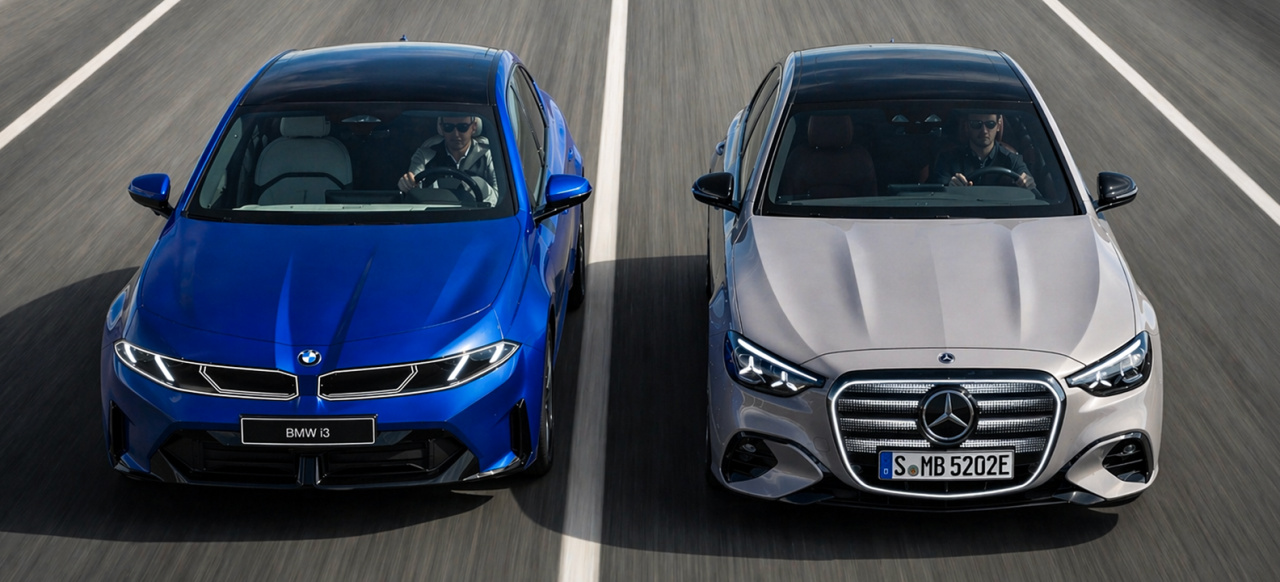 Giganten-Gipfel unter Strom: Erster Technikvergleich: Mercedes-Benz Elektro-C-Klasse gegen BMW i3