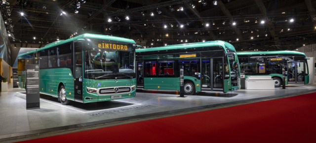 Spannendes Debüt: Mercedes-Benz eIntouro auf der Busworld Europe: Daimler Buses feiert Weltpremiere des Mercedes-Benz eIntouro auf der Busworld Europe