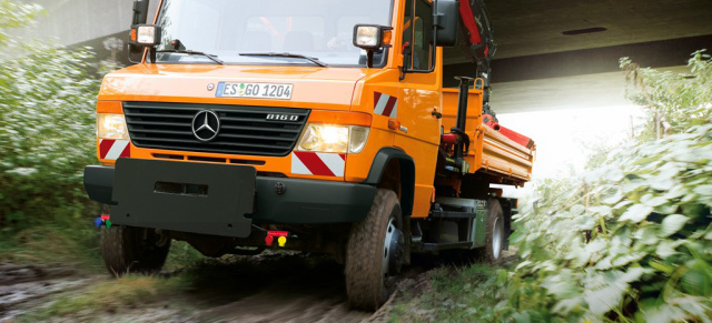 Ende einer langen Dienstreise: Mercedes-Benz Vario geht in den Ruhestand: Letzter Mercedes-Benz Vario läuft am 27.09.2013 in Ludwigsfelde vom Band