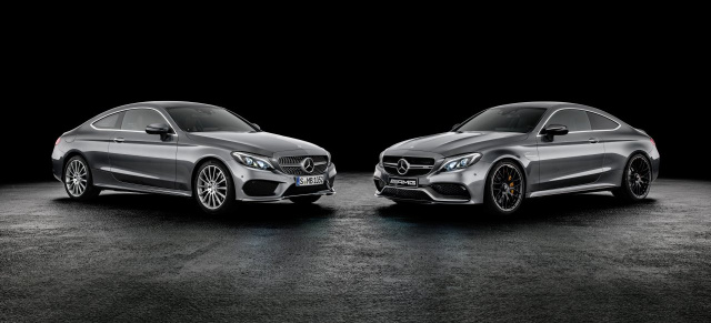  Mercedes-Benz C-klasse Coupé: Geschwistertreffen: 1. Gruppenbild von C-Klasse Coupé und C63 Variante C205