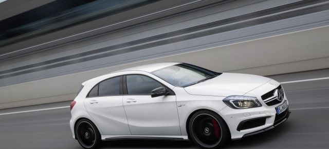 390 PS ab Werk: Im Mercedes A45 AMG steckt mehr drin, als man glaubt: Auf dem Leistungsprüfstand legt der Mercedes A45 AMG eine unerwartet starke  Leistung hin.