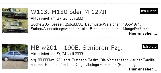 Neu auf Mercedes-Fans.de: verbesserter Marktplatz in der Testphase: Mercedes-Fans.de verbessert das Service-Angebot