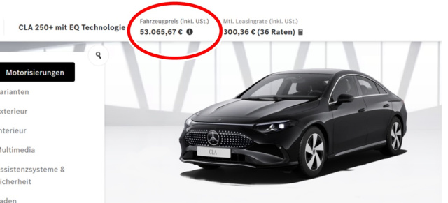 Der neue Mercedes CLA: Es gibt schon "Rabatt": Mercedes-CLA EQ wird online günstiger angeboten