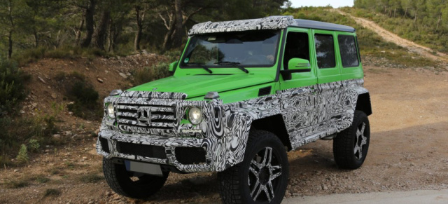 Erlkönig erwischt: Mercedes G63 AMG  4x4 "Green Monster": Neuer G63 AMG Prototyp auf Portalachsen